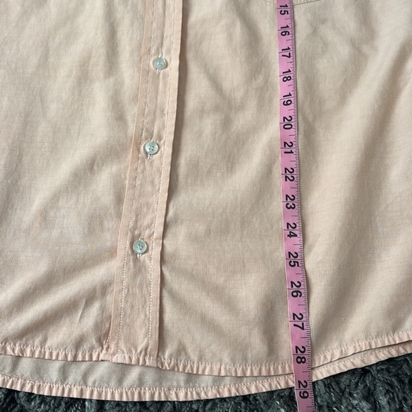 Short sleeves Shirt Mens large Cotton Linen Button Down Pink Casual - Picture 7 of 8